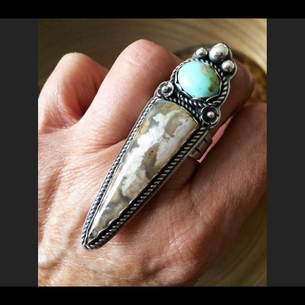 Royston and Graveyard Point Plume Agate Ring